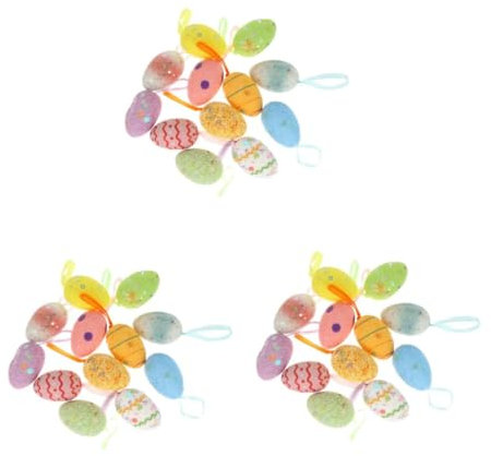 OUNONA 3 Series Colgante De Huevo De Pascua Decoraciones De Pascua Tinte para El Hogar Decoración De Purpurina para Pequeños Pastel Colgante Relleno Sin 12 Piezas*3