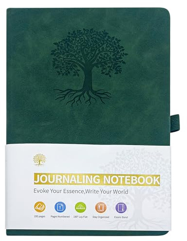 hurifeng A5 Notizbuch mit Hardcover - Hochwertiger PU-Leder Einband, 196 Seiten auf Doryn Papier, Drahtbindung, Perfekt für Business und Büro (Grün)
