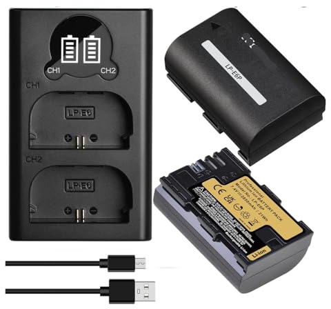 2850mAh LP-E6P LP E6P-batteri, Kompatibelt Med Canon, For EOS R5 Mark II 5D Mark III(2xBattery 1xCharger)