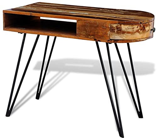 Gecheer Vintage Schreibtisch Holz recycelt Sekretär Büro Computertisch Handarbeit, Computertisch mit viel Stauraum, Tisch für Wohnzimmer Büro, Bürotisch Arbeitstisch