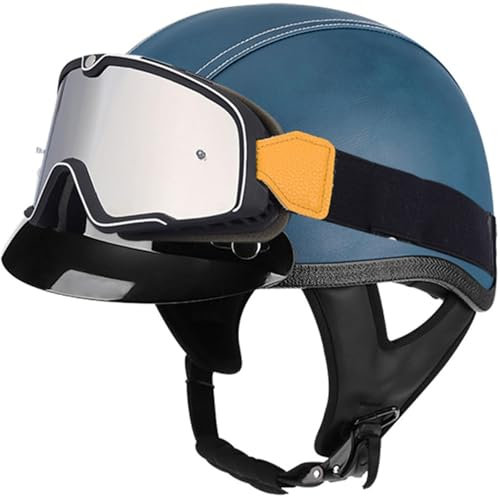 Casque Moto Demi-Jet Homme,Casque Scooter Ouvert Dot/ECE Homologué Casque Semi-Ouvert avec Anti Scratch Visiere Casque Jet Casque Moto Femme Adulte pour Motos Chopper Mobylette 3,XXL