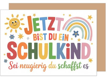 Edition Seidel Premium Glückwunschkarte zur Einschulung mit Umschlag. Einschulungskarte Grußkarte Karte zum Schulanfang Schuleinführung Spruch Schulkind Mädchen Junge 1. Klasse (ES165 SW025)