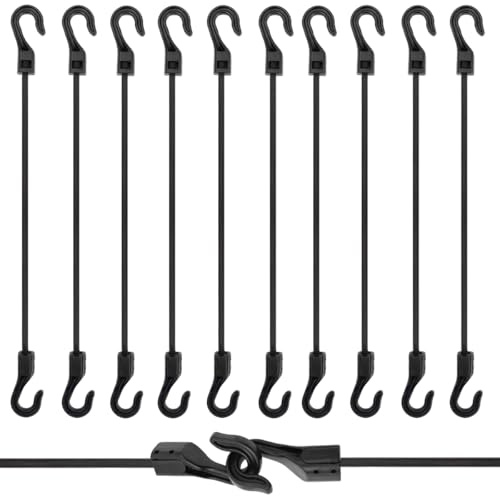 EXIN DEHCEN 10 Pezzi Elastici con Ganci, Elastiche con Gancio 30cm, Tenditore in Gomma Corda Elastica, Gomma Posata con Ganci, Tenditore in Gomma con Ganci, Per Banner, Poster, Campeggio
