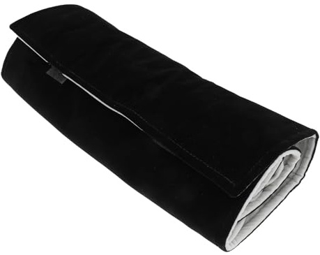 BESPORTBLE Plüsch Schmuckrolle Schmuckbeutel Organizer Grau Kompakt mit Fächern zur Aufbewahrung von Halsketten Armbändern Ohrringen Reise und Zuhause