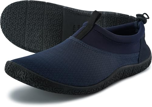 WHITIN Men's Water Shoes Aqua Barefoot Swim Beach Minimalist Socks Surf Anti Slip Outdoor Indoor Activities Boating Gym Lightweight Sneakers Blue/Black