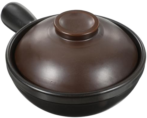Cazuela de Cerámica Marrón 650ml Tapa para Arroz y Sopa