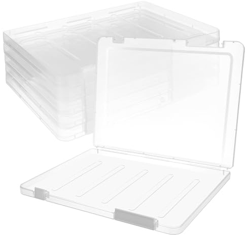 FUNOMOCYA 6 Pezzi Cartelline Trasparenti con Coperchio Scatole Organizer in Plastica per Documenti Raccoglitori Versatili per Ufficio Scuola e Casa Porta Documenti Pratico e Capiente