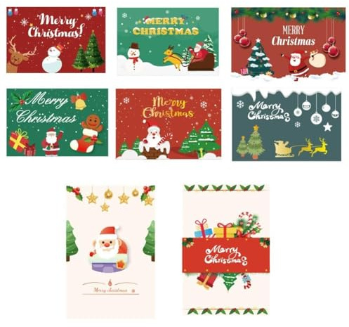 Tarjetas de felicitación festivas de Navidad y Año Nuevo, paquete de 16 tarjetas navideñas de 20 x 15 cm con amplio espacio de escritura, cartulina gruesa y duradera
