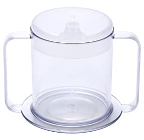 Special Supplies Independence 2-Handle Plastic Mug with 2 Style Lids, Lightweight Drinking Cup with Easy-to-Grasp Handles for Hot and Cold Beverages, Spill-Resistant Adult Sippy Cup (1-Pack)