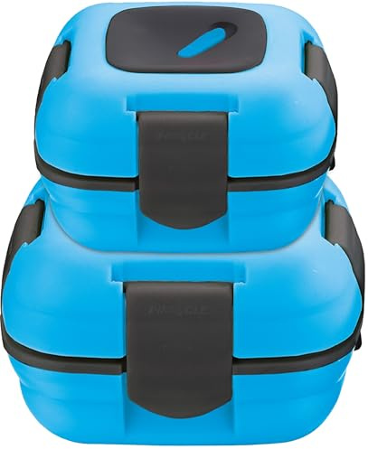 Pinnacle Lunchbox, isoliert, auslaufsicher, für Erwachsene und Kinder – Thermo-Lunchbehälter mit Wärmeentriegelungsventil, Set mit 2/2 Größen (Blau)