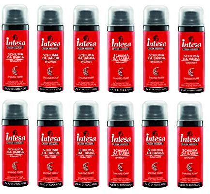 12 x Intesa pour homme Mousse à Raser idradante avec AVOCAT Huile 50 ml Travel Size