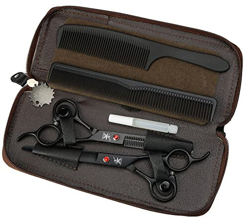 HEMATITE 7 pulgadas tijeras de peluquería profesional de titanio negro herramientas de peluquería, tijeras de corte y tijeras adelgazantes libre hermosa bolsos ...