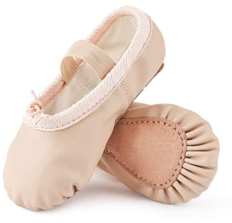 Toddler Ballet Shoes Baby Ballet Slippers Leather Full Sole Girls Kids Dance Ballerina Shoes(Beige/4.5 Toddler)