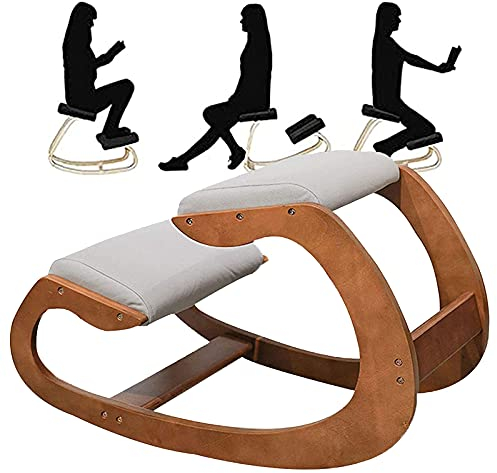 JTYDFG Kniestuhl, Kniestuhl Ergonomisch, Kniehocker Kniestuhl Holz für zu Hause und im Büro, Sitzhocker mit Dickes Kissen für Rückenschmerzen Lindern