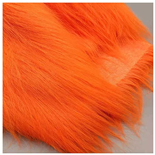 ZhHOME Flauschige Einfarbig Kunstpelzs Kunstfell Fellimitat Stoff 10cm Lange Flor 170x50cm Weich Plüschstoff für Kostüme, Dekorieren Basteln, Spielzeug(Color:Orange)