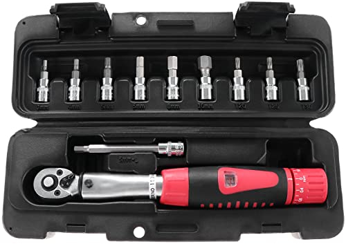 eROOSY Drehmomentschlüssel 1/4, 1/4-Inch Torque Wrench Set, Drehmomentschlüssel Fahrrad Motorrad 1/4 Zoll 2-24Nm, ± 4% Fehlergenauigkeit, Reparatur Tool Drehmomentadapter Rohrsteckschlüssel