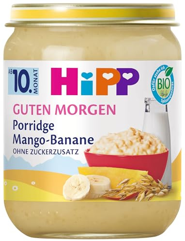 HiPP Bio Frühstücks-Porridge Mango-Banane-Haferbrei, 6er Pack (6 x 160 g)