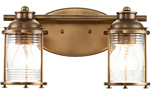 meineWunschleuchte Hochwertige Wandleuchte in Messing für Badezimmer & Wohnraum, 2-flammig Breite 36cm