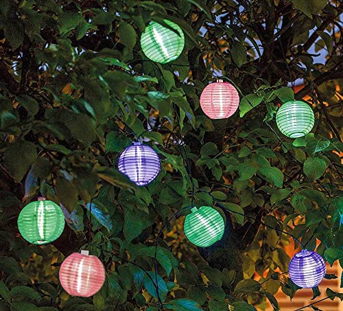 zeitzone Solar Lichterkette Lampions 8 Stück Grün Lila Pink Laternen Outdoor Garten Party