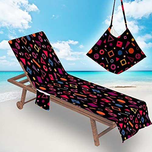 Surwin Bunt Schonbezug Für Gartenliege Strandliegenauflage Frottee Liegenauflage Stuhl Strandtuch Sommer Sun Lounger Bezug mit tasche Sporthandtuch für Garten Schwimmen (75x210cm,Dreieck)