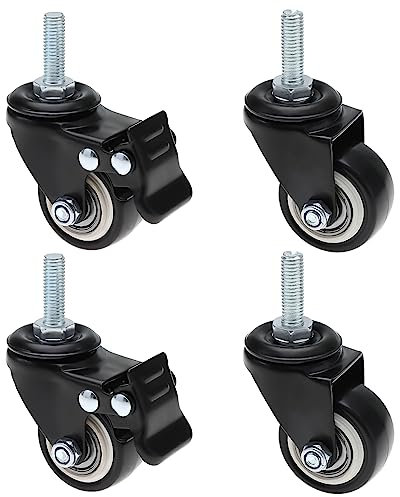 Be In Your Mind 4pcs Roulette de Meuble Universelle Roulettes de Frein Universelles ensemble Remplacement Roues de Roulettes Robustes pour Protéger le Sol en Bois Dur, Noir