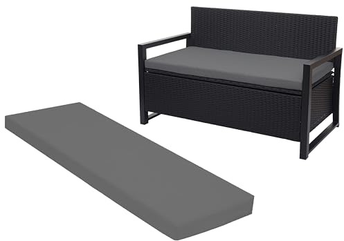 Crescent Textile 100% Waterproof Garden Bench Cushion 2/3/4 Seater Outdoor Long Bench Seat Pad for Lawn & Garden, Patio, Office, Coffee Shop with Removable Cover (3 Seater 140cm x 51cm x 5cm, Gray)