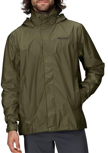 Marmot Män Precip Eco Jacket, Vattentät Jacka, Lätt Regnjacka Med Huva, Vindtät Regnrock, Andningsbar Vindjacka, Perfekt För Löpning Och Vandring, Nori, S