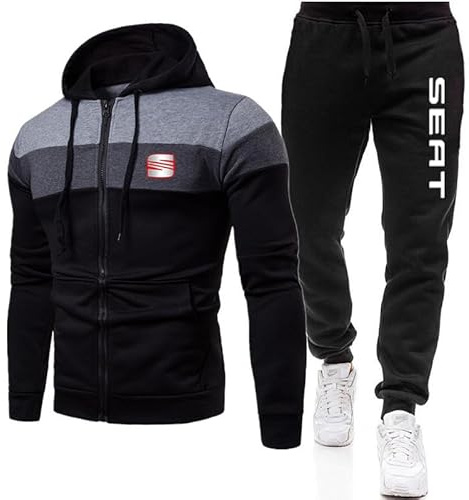 GIOPSQ Herren Trainingsanzug Set Jogginganzug Se-at Kapuzenjacke mit Reißverschluss + Hose Sportbekleidung Jogger/C/XXL