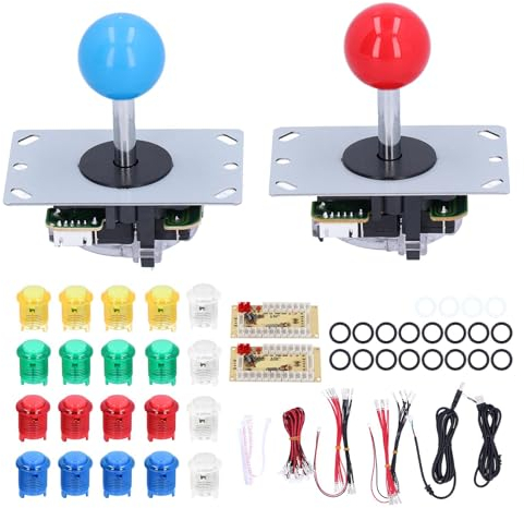 TOUISEDGI Arcade-Spiel-DIY-Kits, 2-Spieler-Arcade-Spiel-DIY-Kits Joystick-Set LED-Arcade-Tasten Für Computerspiele 5V