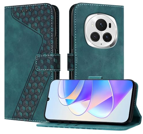 YIRRANZD Handyhülle für Honor Magic 6 Pro 5G Hülle, PU Leder Klapphülle Kartenfach Ständer Magnetisch, Flip Case Cover Handytasche Stoßfeste Schutzhülle für Honor Magic 6 Pro 5G (Grün)