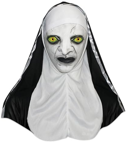 JWTRSVTY Halloween Maske Nonne, Halloween Gespenst Gesichtsmaske, Hallo-ween Horror Vollkopfmaske, Hallo-ween Kostüm zubehör, für Hall-oween Karneval Kostüm Partys