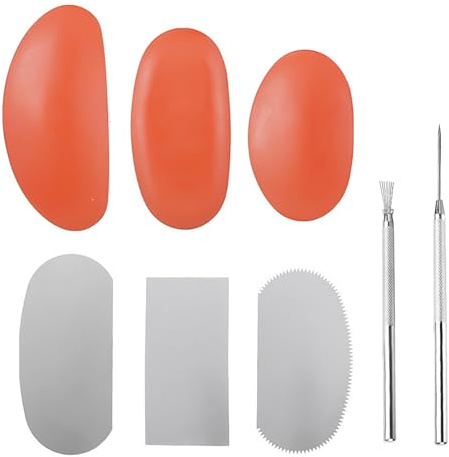 UESDU Keramik Ton Rippen Set, 8 Stück Töpferwerkzeug Silikon Töpfer Tonwerkzeuge Skulptur Töpferform Schaber Ton Rippen Gummi für Modellbau Schnitzarbeiten
