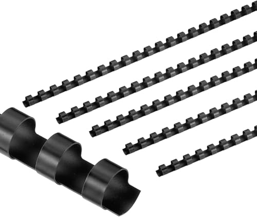 PATIKIL 10mm (3/8) Plastic Binding Combs, 100 Pcs 21 Rings Comb Binding Spines 60 Sheet Capacity Letter Size for Binding Paper Sheets, Black