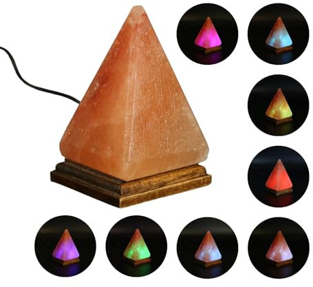 Heimtex Himalaya USB Farbwechsel-Salzkristall Lampe - Pyramide Salzlampe aus dem Salz Sortiment - salzsteinlampe mit Sockel & Leuchtmittel aus reinem Salzstein
