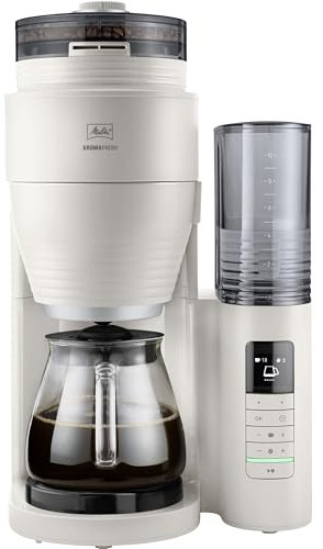 Melitta AromaFresh Pro X - Kaffeemaschine mit Mahlwerk, Filterkaffeemaschine mit Glaskanne und entnehmbarem Wassertank, für bis zu 10 Tassen Kaffee, warm-grey