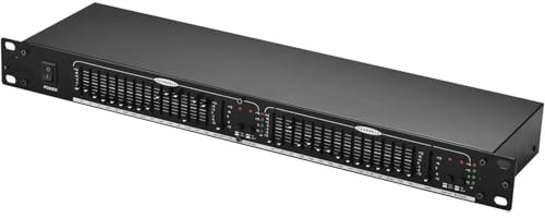 Dual Channel 15-Band Equalizer,1U Rack Mount Stereo Equalizer, 2-channel Stereo Graphic Equalizer with High/mid/low Frequency Adjustment Independent Adjustment, Crystal Clear Sound Quality, for Record