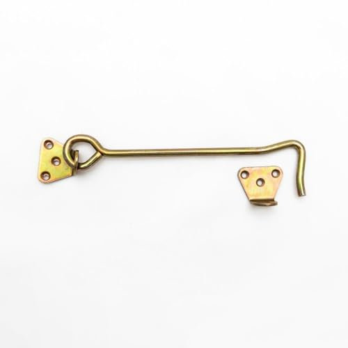 BK SHOP Sturmhaken mit Öse - 6 mm Galvanisierter Stahl | Wetterfest Gold Geeignet für Türen Tore Fenster Schränke | Schließhaken Verschlusshaken Kabinenhaken Türhaken für Innen/Außen - 2000mm