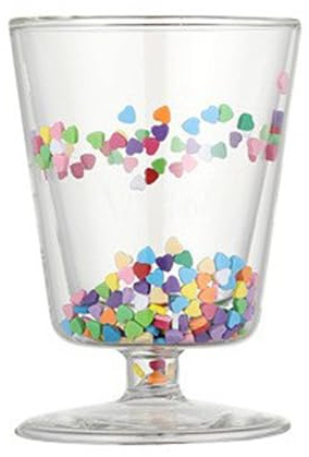 Marooma Doppelwandiges Glas mit Glitzer, Klare Kaffeetasse mit Bunter Liebe, Weinglas, Teeglas, Trinkglas, Wiederverwendbar, Milch, Kaffee, Obst, Eis, Vorspeisenbecher, Schalen (A)