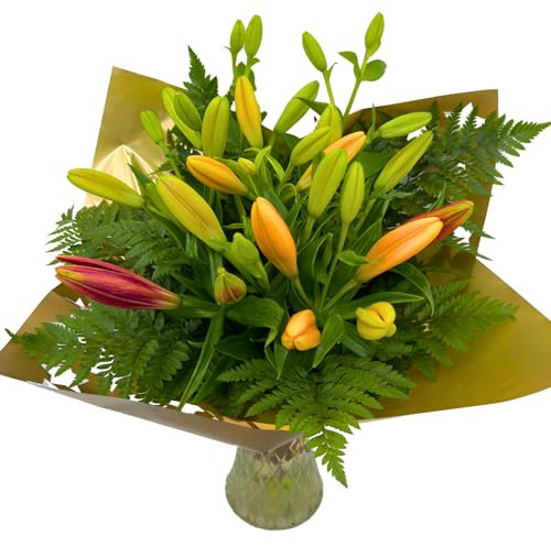 Homeland Florists Lily Asiactic Flower Bouquet, RED/Yellow/Orange