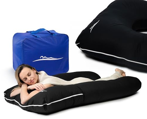 MKS sidosovkudde med överdrag | Komfortkudde (100 x 150 cm) | Sovkudde | sidosovkudde och form | Ergonomisk premium, kylande gosig kudde (bomull (standard)/svart)