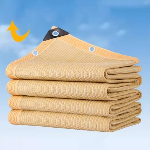 Rete Telo Ombra Beige,Rete Ombreggiante con Isolamento Termico,Rete Parasole con Tasso di Ombreggiatura del 90% per Giardino,Piante,Auto,Tetto,Cortile,Piscina,con Occhielli (1x7m/3.3x23ft)