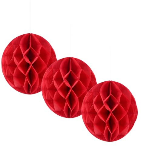 Lampade a Nido D’ape Sospese in Carta 3 Pezzi 25cm Rosse