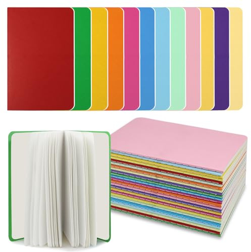 Yicaam 24 piezas de cuadernos de papel en blanco tamaño A6, pequeños cuadernos de bolsillo en blanco, bloc de notas para estudiantes, mini bloc de notas - 24 páginas cada uno, ideal para escribir