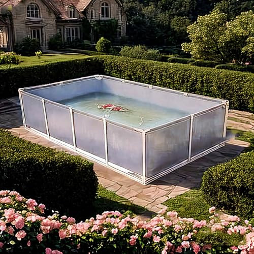 Moubhjd Telaio in Tela per laghetto per Pesci, Serbatoio di stoccaggio temporaneo in Tela Impermeabile per laghetto per Pesci all'aperto, Serbatoio per Acquario, Piscina con Scarico per stoccaggio