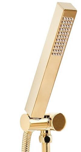 Handbrause Metall gold 1 Strahlart quadratisch Stab Duschkopf modern Yarari