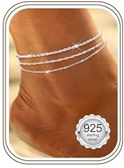 ORAZIO 3 pièces Chaine De Cheville Argent 925 Bracelets De Cheville pour Femme Bracelet Cheville Imperméable Réglable Bracelet De Cheville Femme Bijoux Femme A