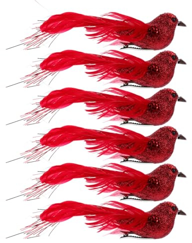 VICASKY Zierschmuck Christmas Tree Bird Decoration Weihnachtskugeln Vogel Weihnachten Feder Federn Ornament Künstliche Vögel Glitzer Pailletten Federschaum Garten Tannenbaumschmuck Weihnachtlicher