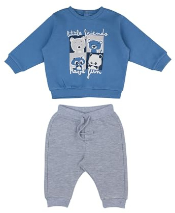 Prénatal, Completo Tuta Felpata, Pantalone Lungo e Felpa in Morbido Cotone, Bimbo, 3-6 Mesi, Azzurro