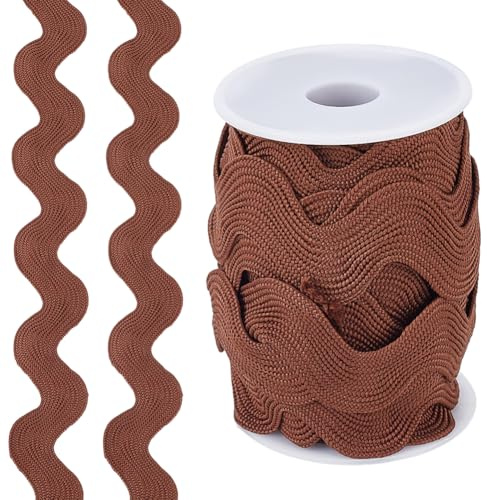 GORGECRAFT Cinta de Ribete de 9 m Flecos Ondulados de 2cm Ribete de Flecos En Zigzag Tejido Trenzado para Coser Ropa Vestidos Manualidades Adornos Envoltura de Regalos Bodas Fiestas de Navidad.