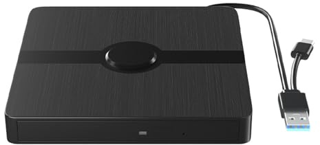 Dcfbkl Graveur de DVD portable USB 3.0 USB C - Transfert de données rapide - Graveur de DVD externes pour ordinateur portable et PC - Transfert de données rapide